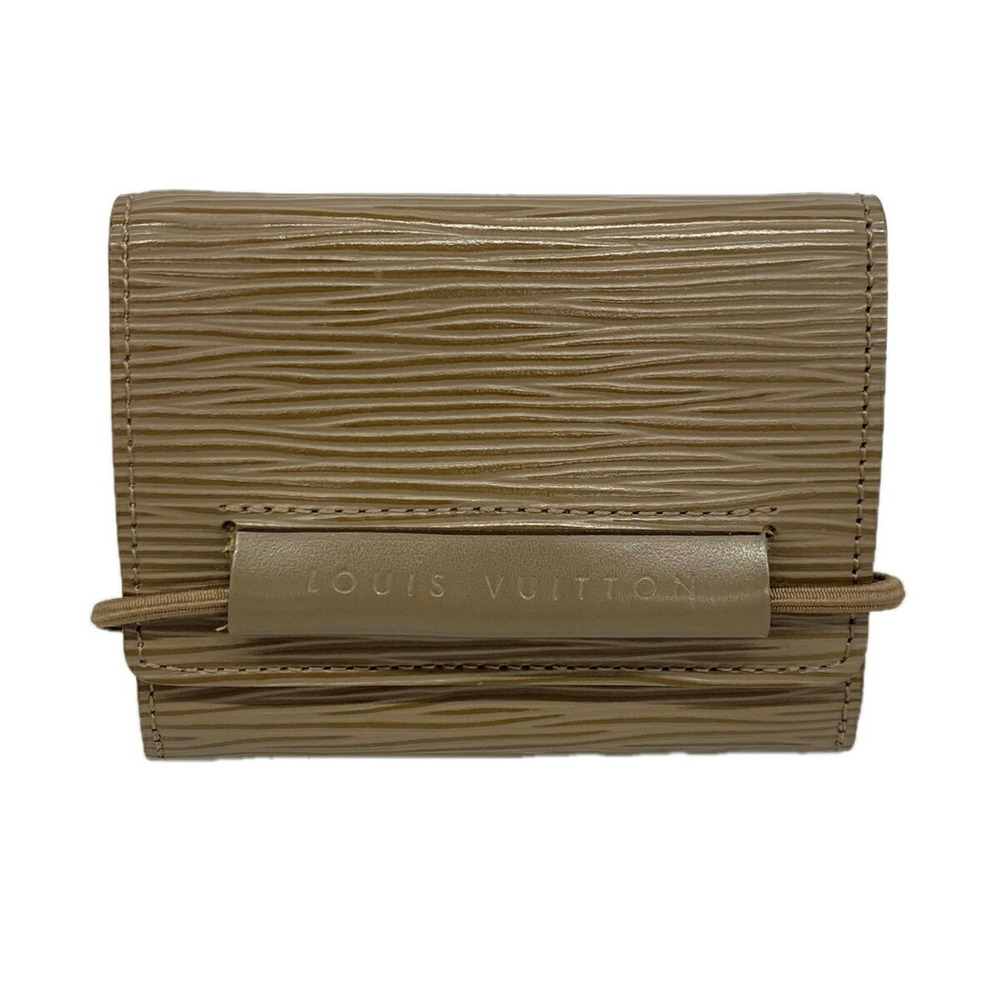 Louis Vuitton Tri-fold Wallet Epi Portemonnaie Elastic M6366C Pepper Ladies